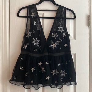 Express black and silver star zip up top size 12 NWT